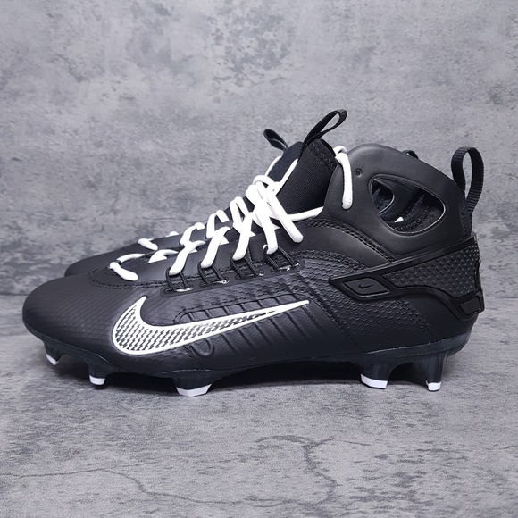 NIke Huarache 9 Elite Lax Mid Lacrosse Cleats Mens 10.5 Black White‎ FD0088-002